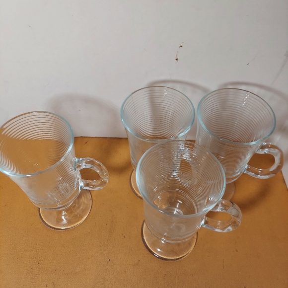 Irish coffee Ribbed Texture Glass Mugs Made In Portugal Set Of 4 , 7oz - Picture 5 of 9